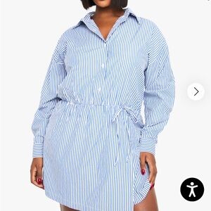 Boohoo Blue and White Striped Mini Dress